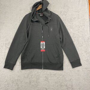 NEW Spyder Active Mens Black Full-Zip Hoodie With Logo  Medium. H1101